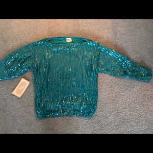 Turquoise sequin top